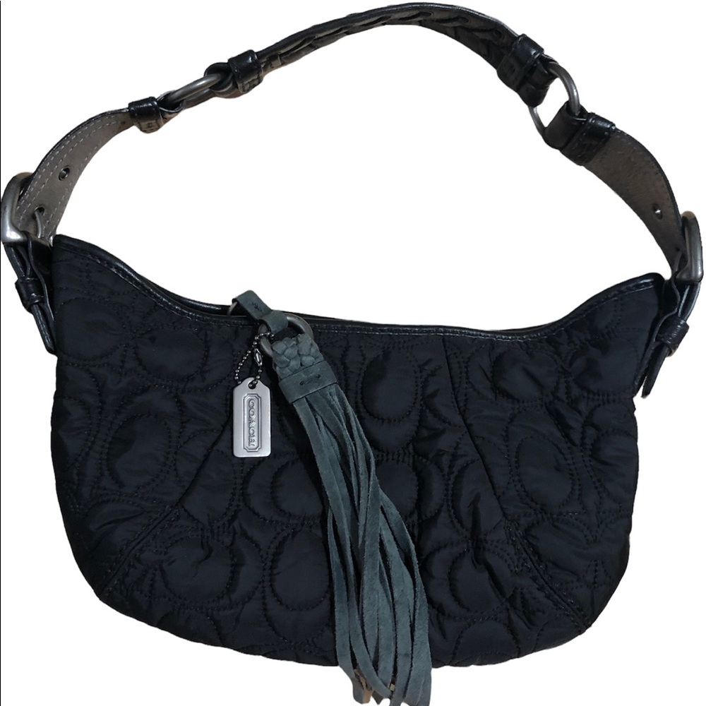 Vintage Coach black quilted mini shoulder bag